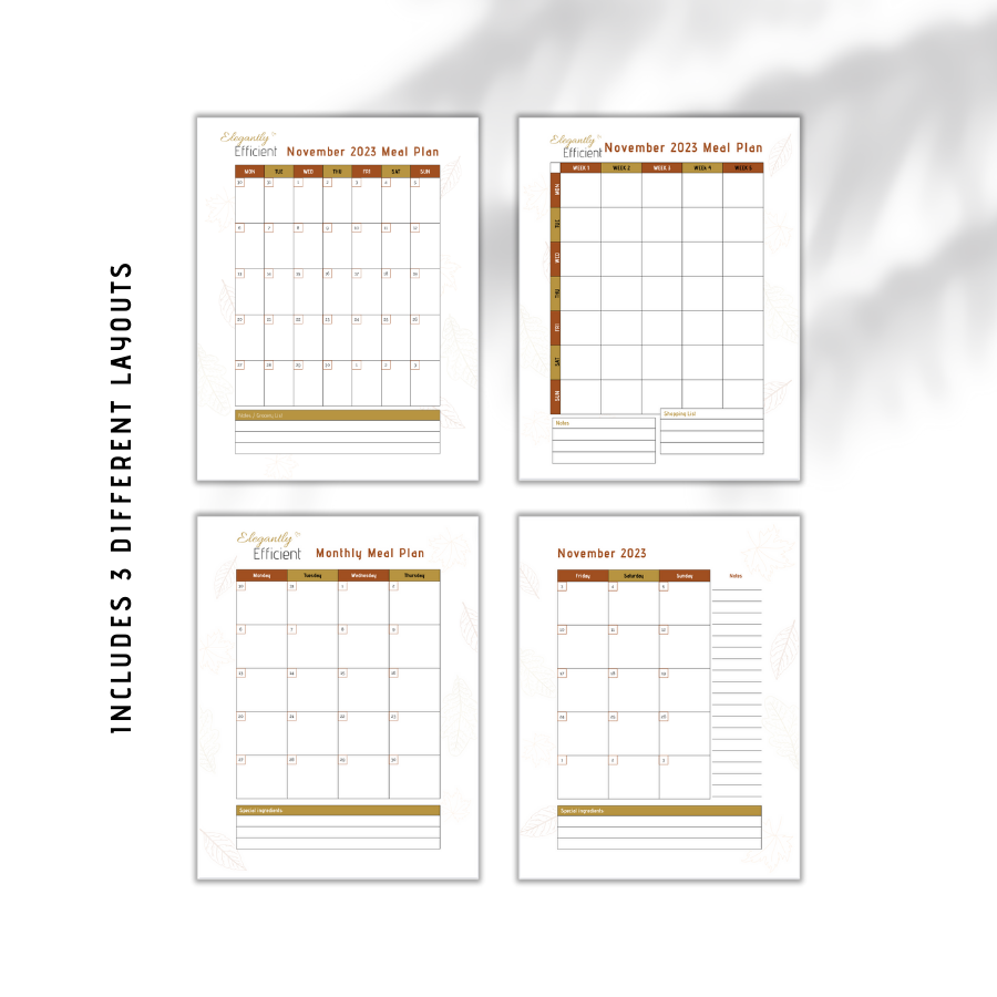 November 2024 Dinner Meal Plan