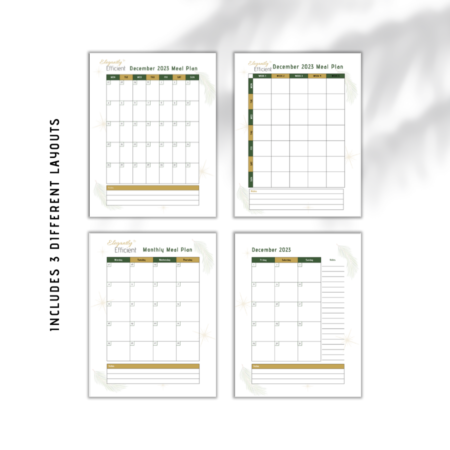December 2023 Dinner Meal Plan
